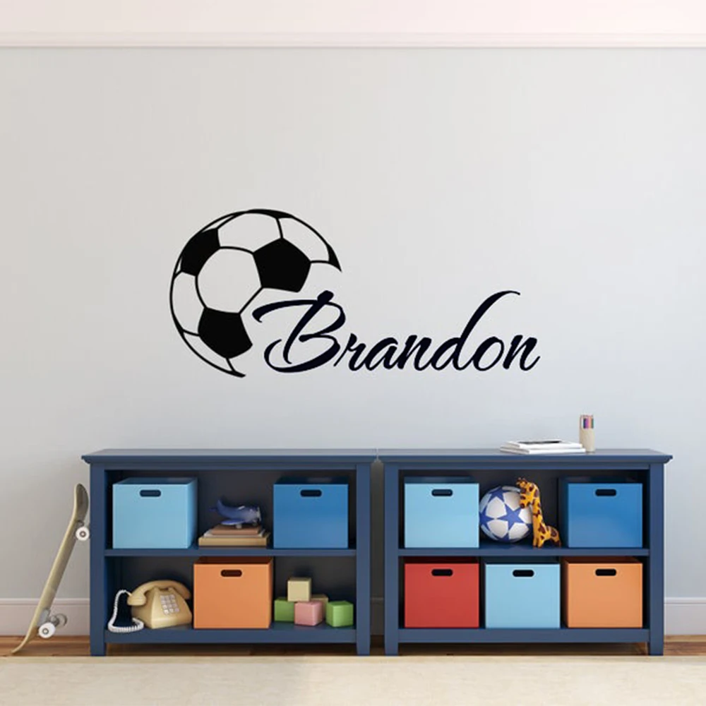 Футбол Настенная Наклейка с именем Персонализированные виниловые настенные