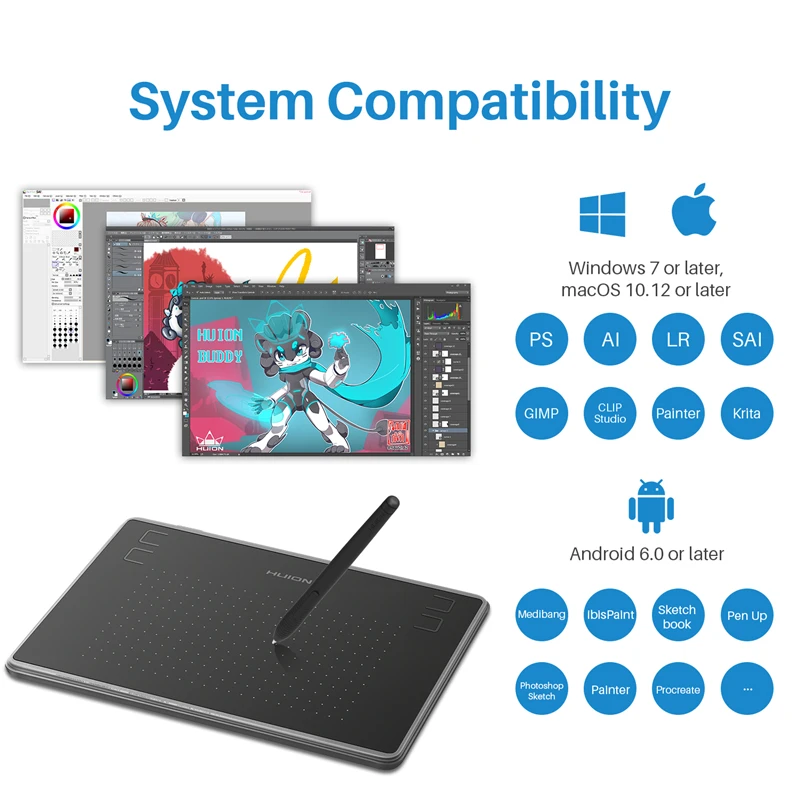 HUION H430P(OTG) 4096 уровень ультратонкий графический планшет без батареи цифровая ручка планшет стилус(идеально подходит для osu)+ подарок