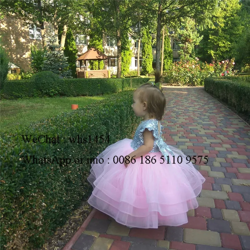Платье для девочек Mbcullyd с блестками и розовыми цветами 2020 бантом пышные платья