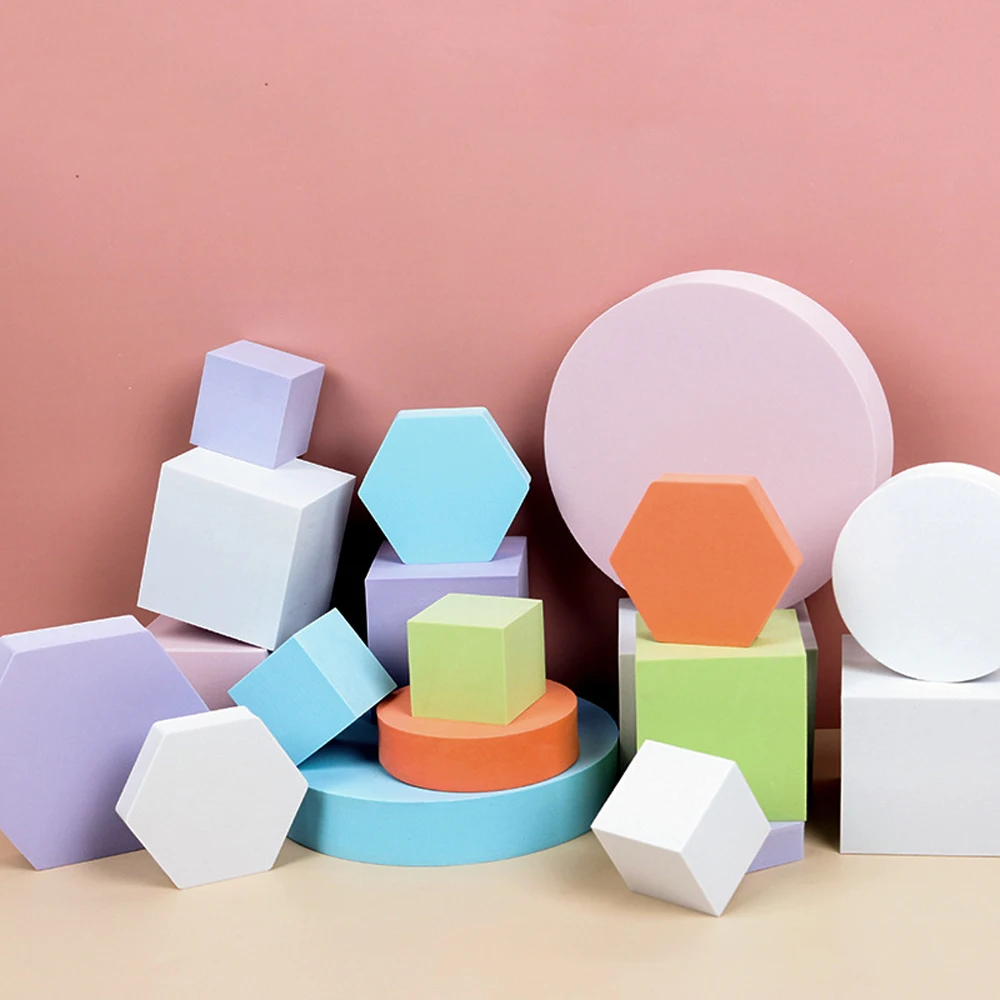 Кубик для фотосъемки реквизит однотонный пенный геометрический стерео съемки