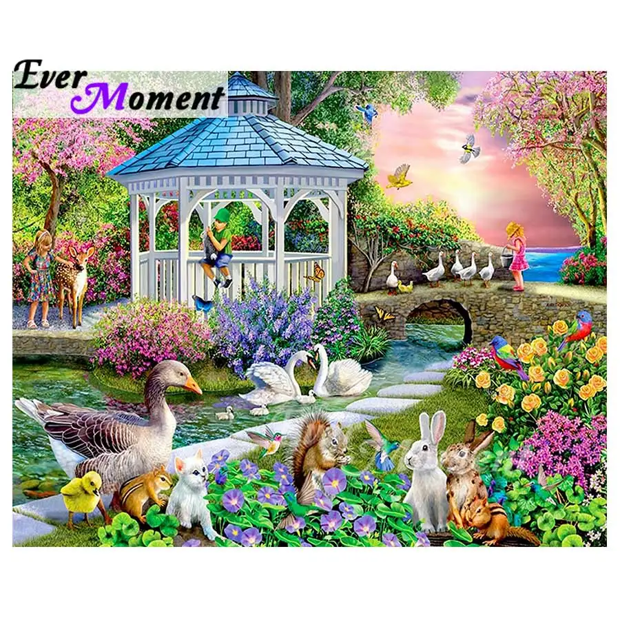 

Алмазная вышивка Ever материалом, полная дрель, садовый пейзаж, хобби, сделай сам, мозаика ручной работы, украшение для дома 4Y1847