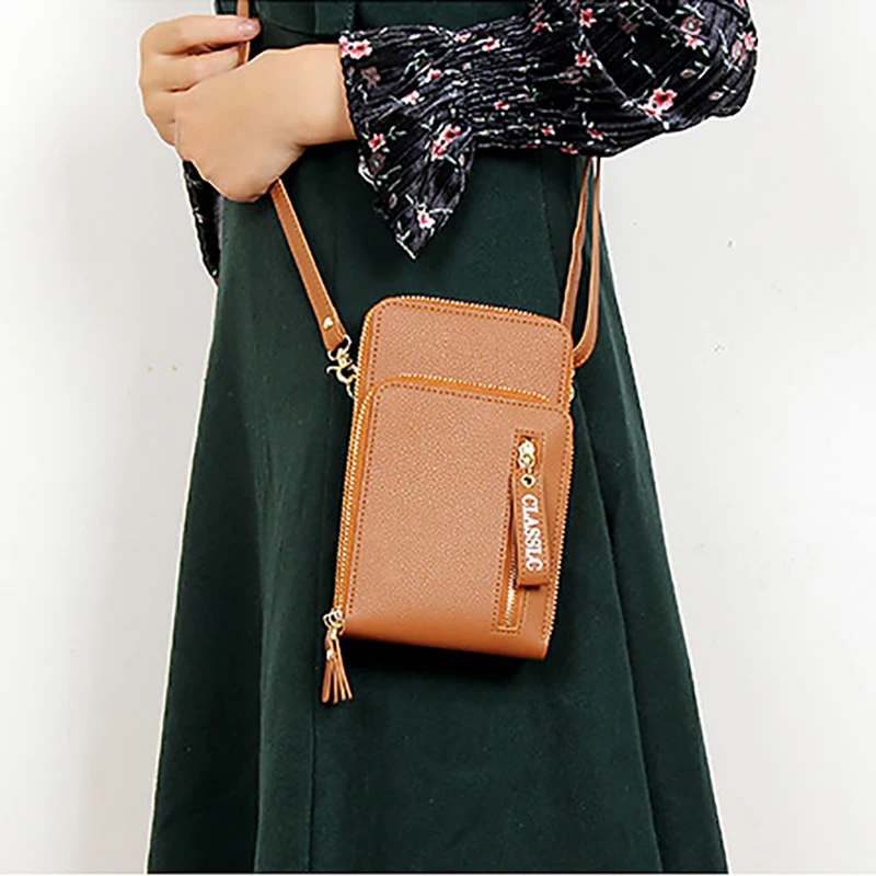 

women bag wallet mobile phone bag ladies double-layer coin purse card holder retro tide single shoulder crossbody bag card bag