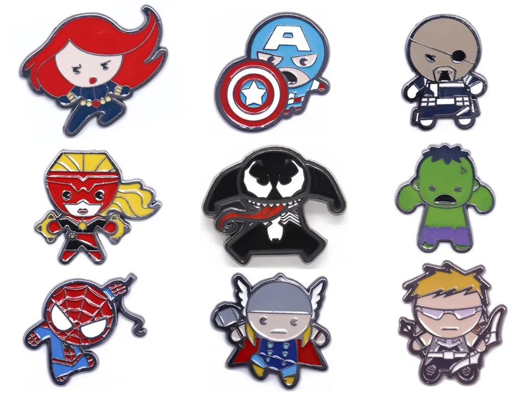 Эмалированная брошь с изображением героев мультфильма мстители | Украшения и