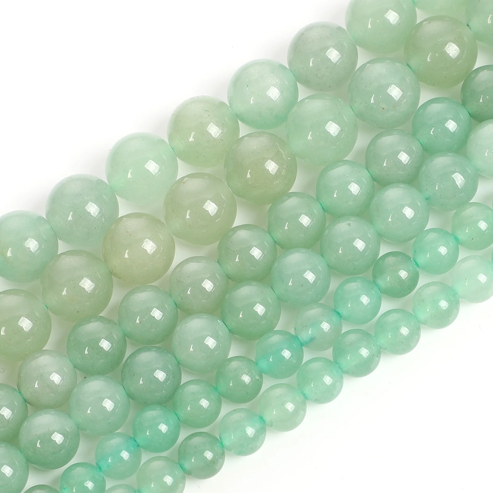 Натуральный камень зеленый авантюрин круглые бусины россыпью для изготовления