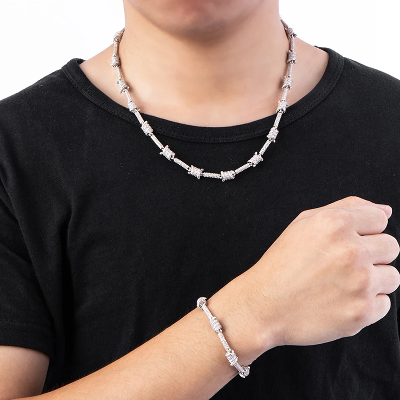 Браслет-цепочка Мужской со сверкающими фианитами 7 мм |