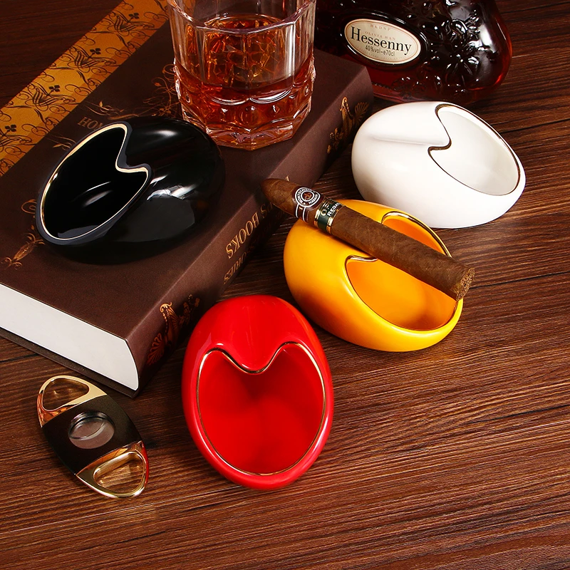 Пепельница для сигар керамическая круглая домашняя гостиная украшение