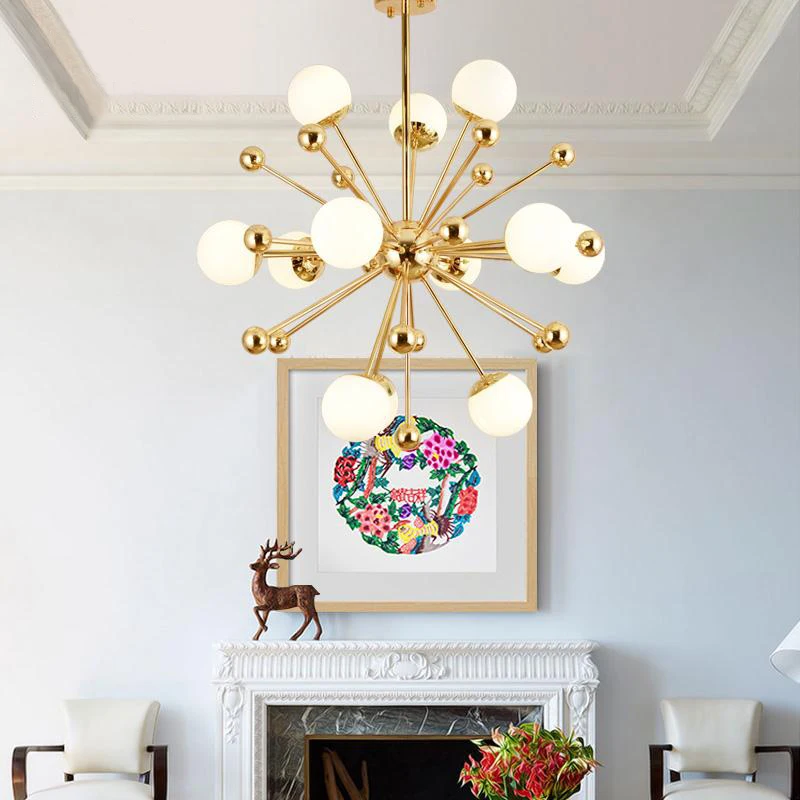 Современная люстра в виде одуванчика светодиодная стеклянная лампа золотого