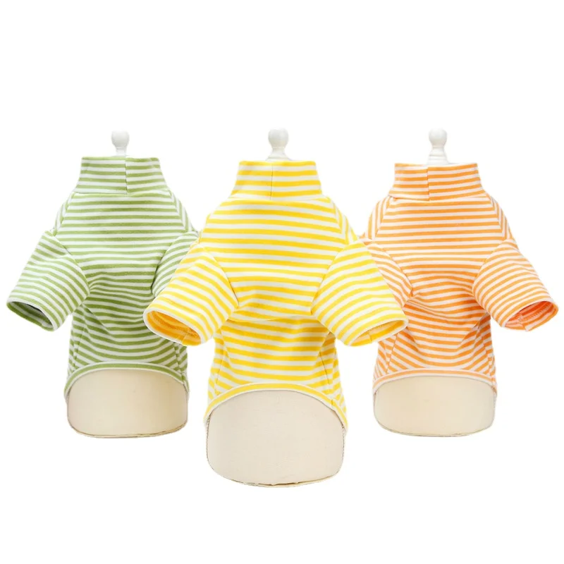 

Autumn/Winter Soft Dog T-shirt Cat Chihuahua Stripe Pajamas Yorkshire Pomeranian Maltese Poodle Bichon Turtleneck Basic Shirt