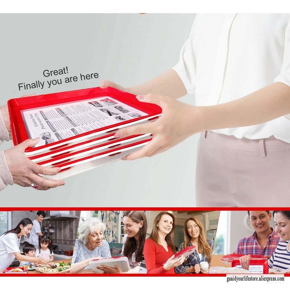 

2pcs food preservation tray vacuum lock freshness storage box hotel kitchen cheese convenient Serving round trays serving plate