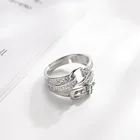 Кольцо унисекс, с посеребренным покрытием и блестящими кристаллами