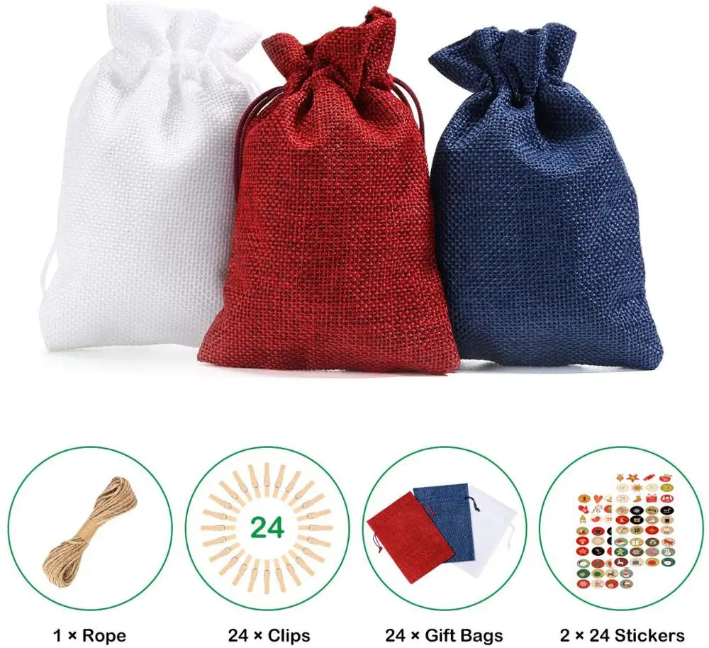 Календарь с навесом на Рождество мешочный подвесной Подарочный пакет обратным