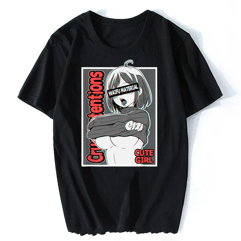 Футболка для девочек из аниме эчи уэйфу хлопковая Lewd Otaku мужчин дизайнерские топы