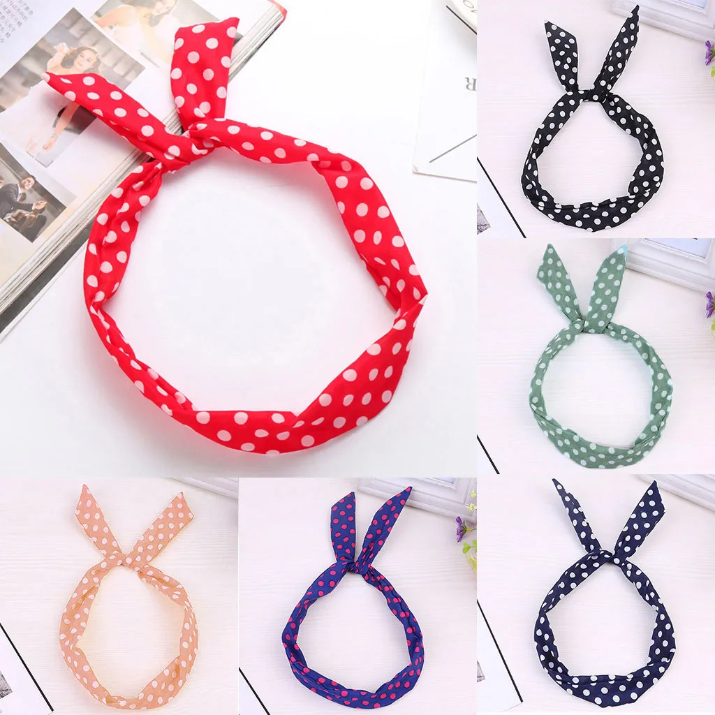 Женский ободок в клетку горошек эластичная чалма с узелком и бантом аксессуары