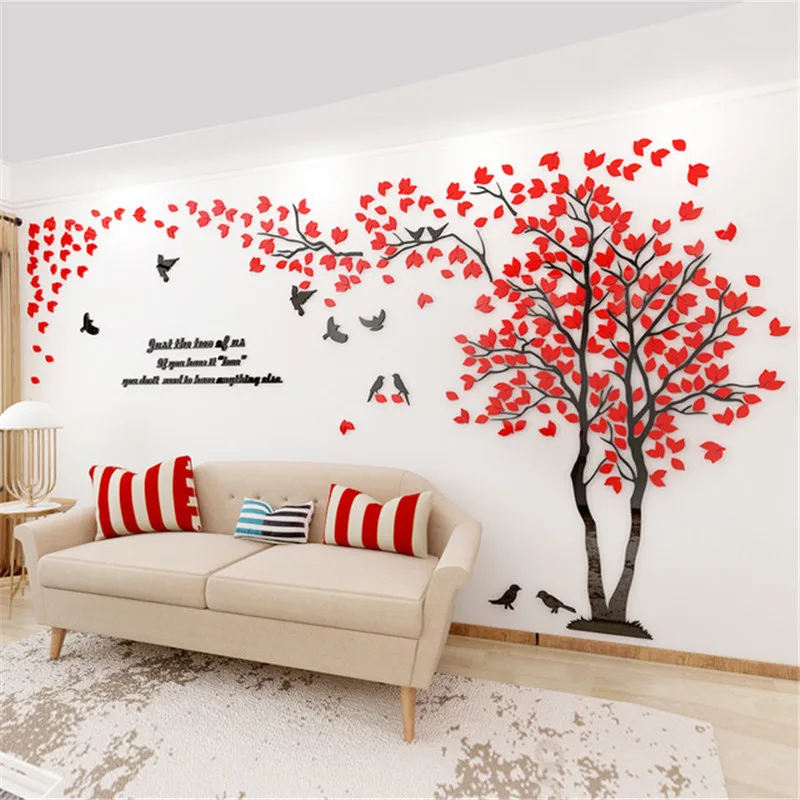 

Wall Stickers Tree With Birds Decoration Wallpaper Quality Acrylic Wall Decals Mural For Living Room TV Sofa Background Posters