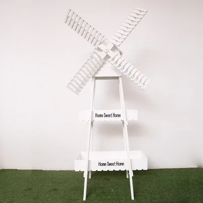 

Christmas wood retro rotating windmill garden flower stand outdoor wedding welcome soft decoration ornaments wedding props