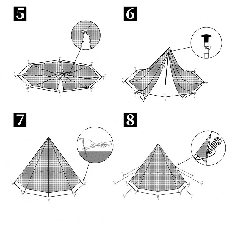 3F UL Pyramid Tipi Tent 4-6 Persons Tent 40D/210T - 3f UL