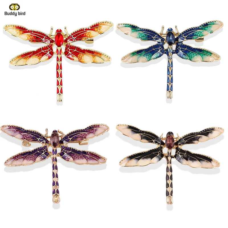 Эмалированная стрекоза броши насекомыми кристалл Скорпион насекомое брошь на