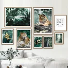 Алмазная живопись леопард тигр Тукан лист тропического растения, настенная живопись, алмазная вышивка, скандинавский принт, мозаика