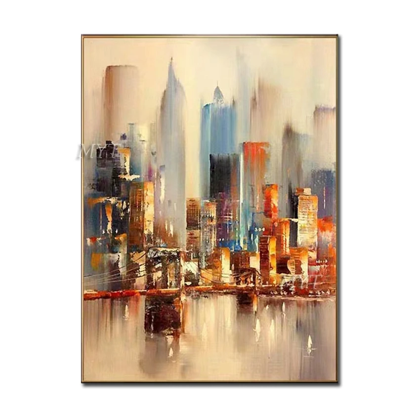 

The City At Dusk Abstract Oil Painting Modern Wall Art Living Room Picture Home Decoration Painting No Framed 100% Handmade