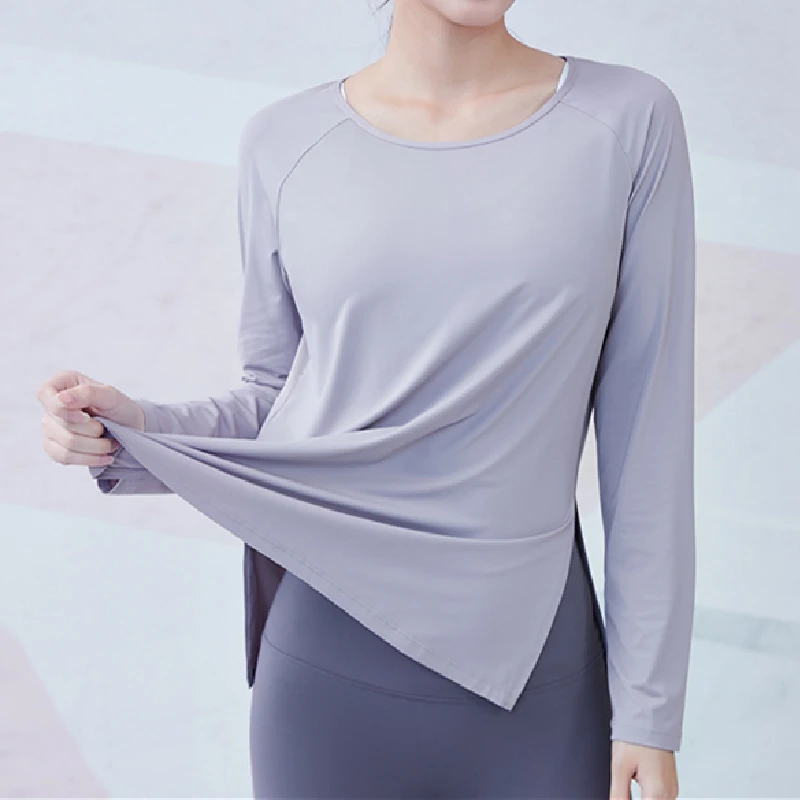 Women's Sports Tops Gym Fitness Long Sleeve Mesh Breathable Loose Outdoors TopPush Up Yoga Shirts Femme Running Workout Tees