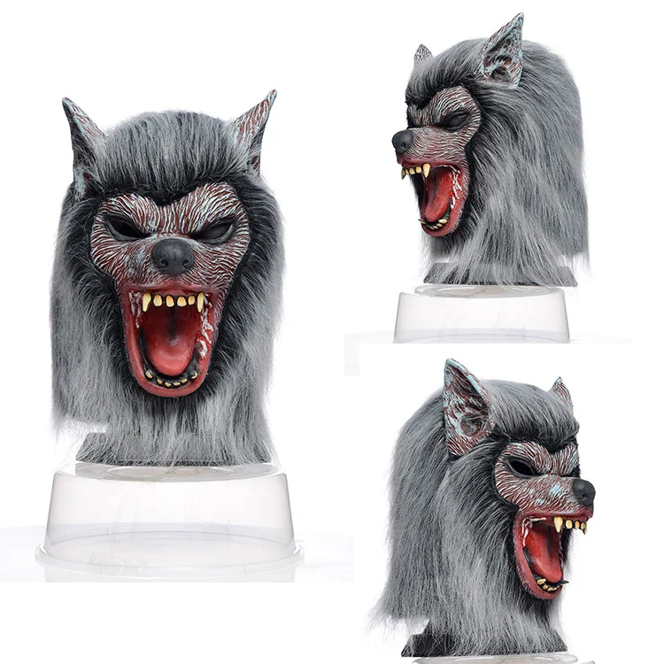 

GAMPORL New Cosplay Latex Mask Halloween Rave Party Prank Funny Animal Mask Rabbit Dog Wolf Headgear Masquerade Prop Accessories