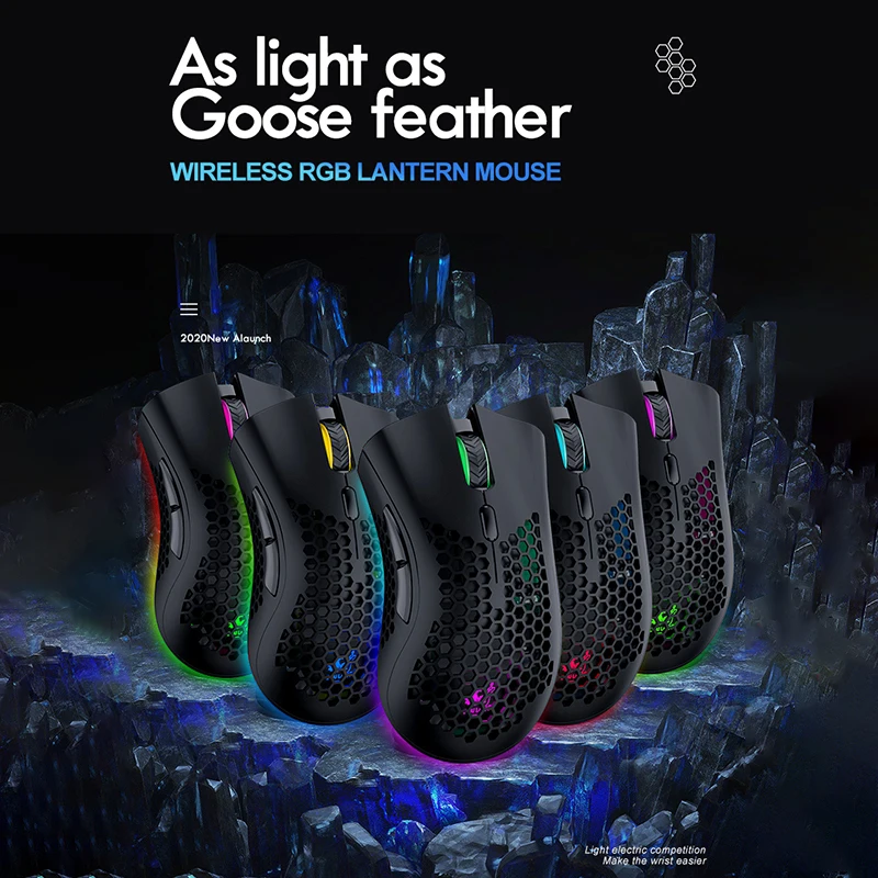 

For PC Computer Laptop 1pc Wireless Ergonomics Gaming Mouse RGB Backlight 2400 DPI 7 Buttons Honeycomb Shell Mice Pohiks