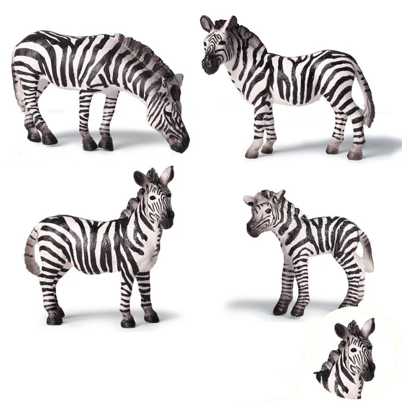 4 вида моделирования с рисунками животных зебры статуэтки коллекционные игрушки