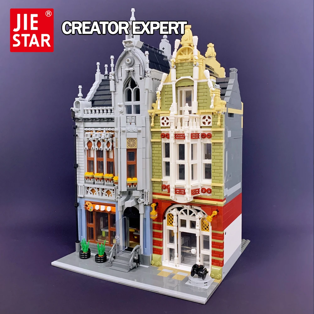 JIESTAR эксперт в Creatoring музей оружия Street View 89125 кубики Moc модульный дом строительные