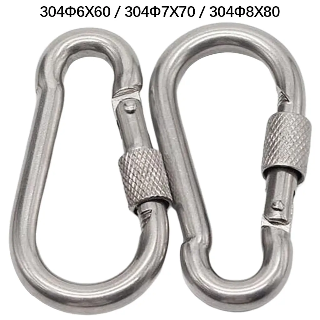 

2 PCS Survival D-ring Locking Carabiner Clip Set Screw Lock Hanging Hook Buckle Karabiner Camping Climbing Equipment