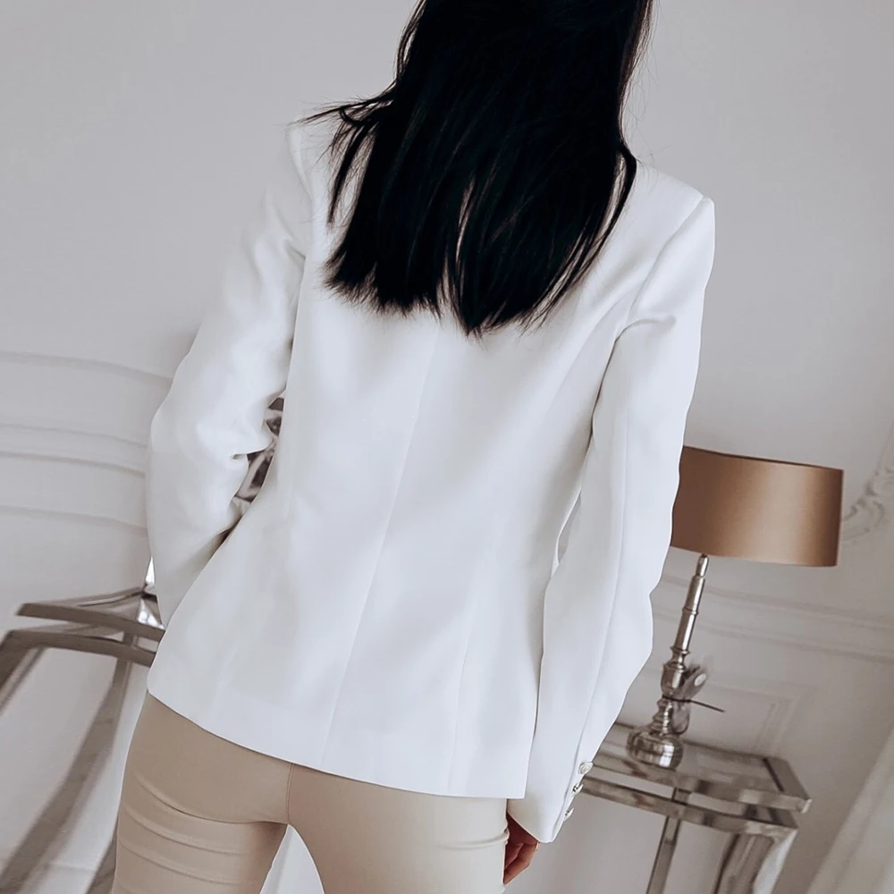 HEFLASHOR Women Long Sleeve Blazer Slim Office Ladies Formal Suit Jacket Double Breasted Thin Outwear Casual Plus Size 3XL | Женская