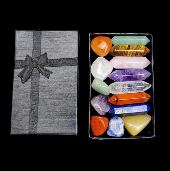 

Crystals Kit Gift Box Natural Stone Chakra Set Healing Crystal Stones Yoga Amulet Meditation Ornaments Home Decoration Gifts