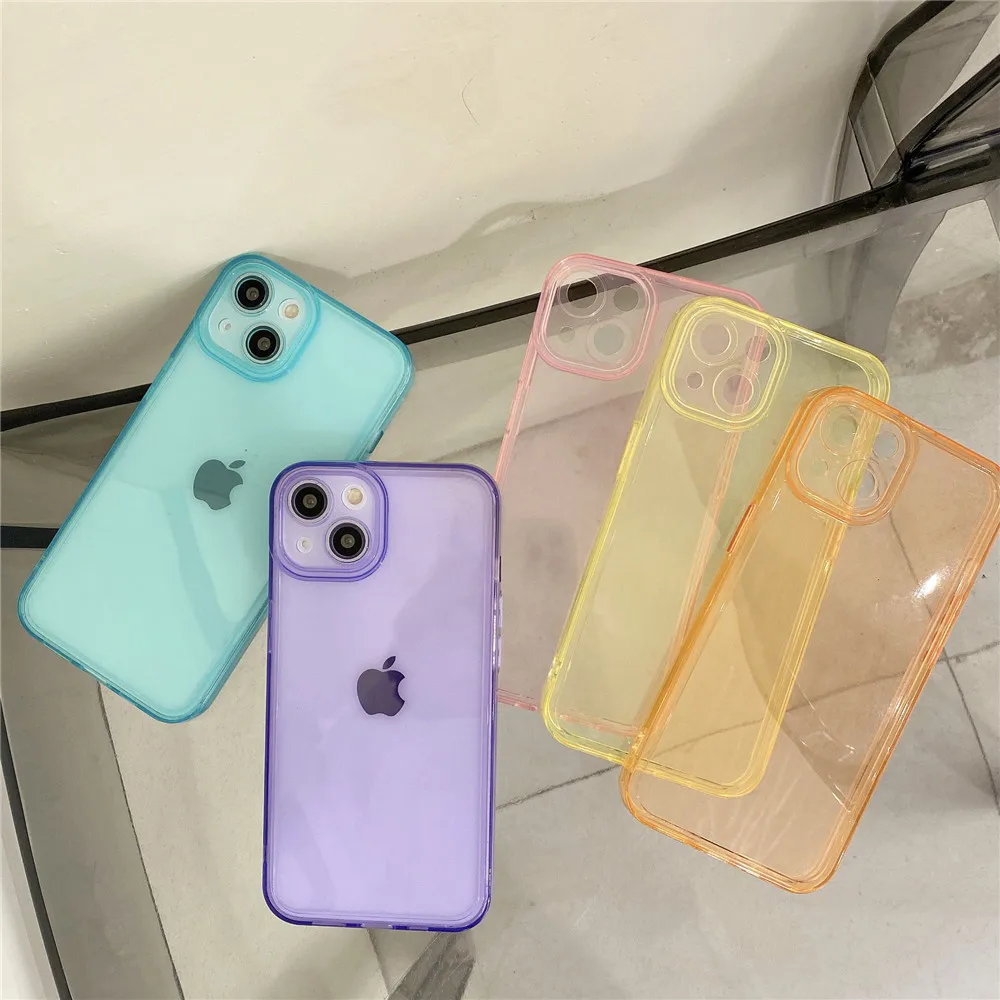 

For iPhone 13 Pro Max Case Candy Colors Transparent Phone Case For iPhone 11 12 Pro Max X 7 8 Plus XR XS Max Soft Back Cover