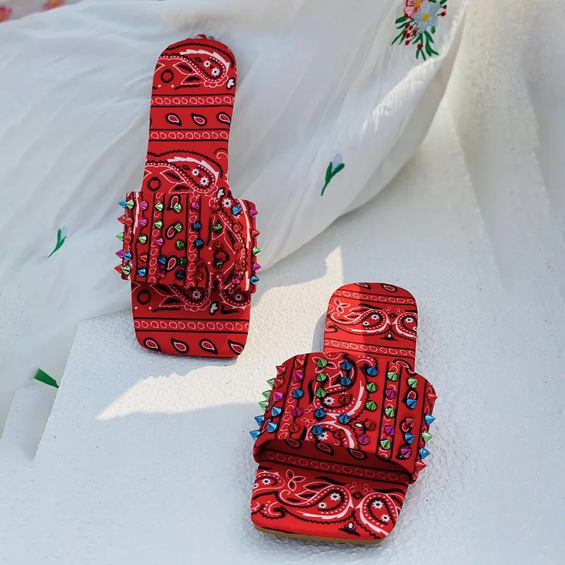 

2021 Fashion Women Sandals Women Open Toe Flat Shoes Flat Bottom Ladies Large Size Shoes Square Beach Slippers Wild Sandals