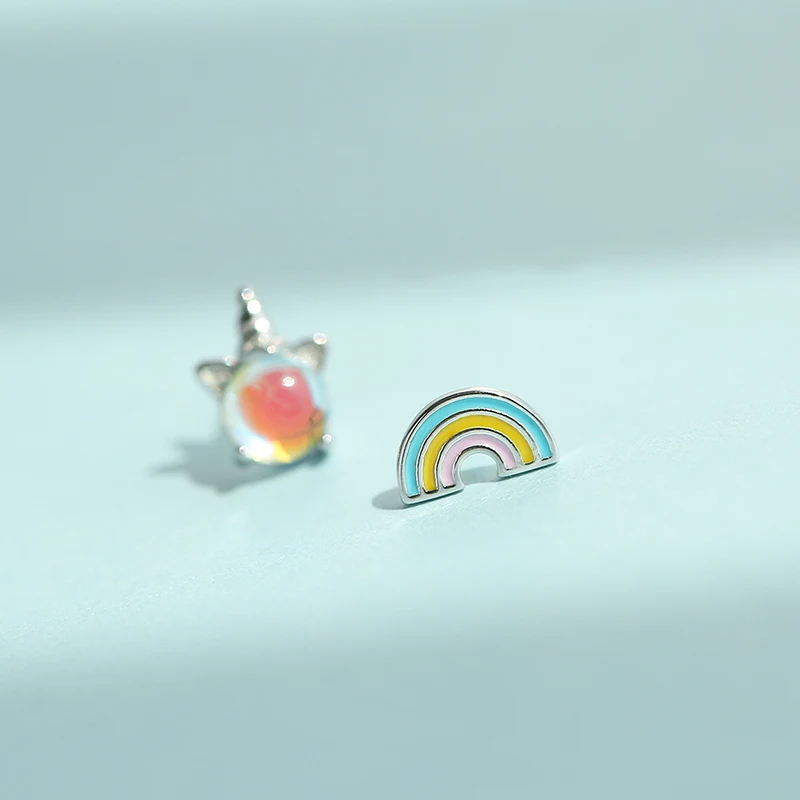 Оптовая продажа серебряный цвет радуга единорог браслет цепочка с животными S925