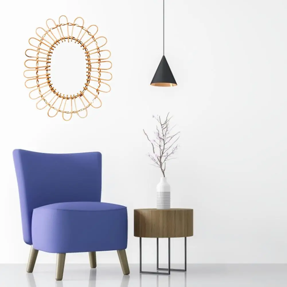 Висячее настенное зеркало макраме с бахромой круглое декор для квартиры