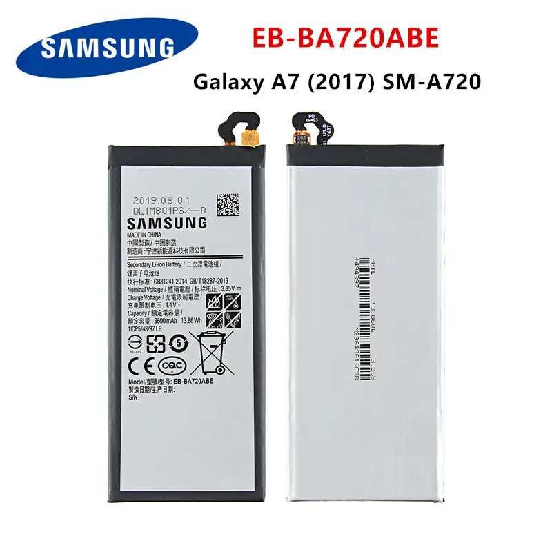 SAMSUNG-batería original de EB-BA720ABE, 3600mAh, para Samsung Galaxy A7, versión 2017, A720, SM-A720, A720F, SM-A720S, A720F/DS