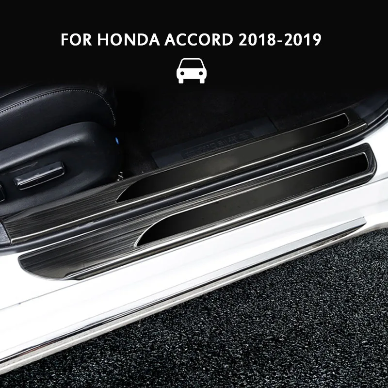 

New Stainless Steel Door Sill Scuff Plate Pedal Threshold Pedal Fit For Honda Accord 2018-2019 Exterior Parts Anti-friction 4Pcs