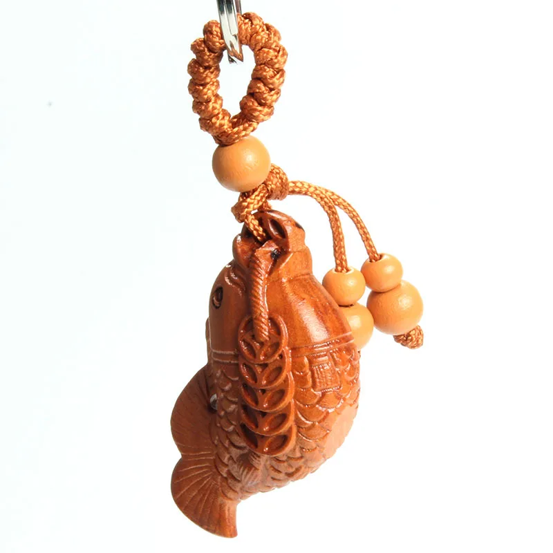 Деревянная продукция персикового дерева креативный брелок в форме рыбы