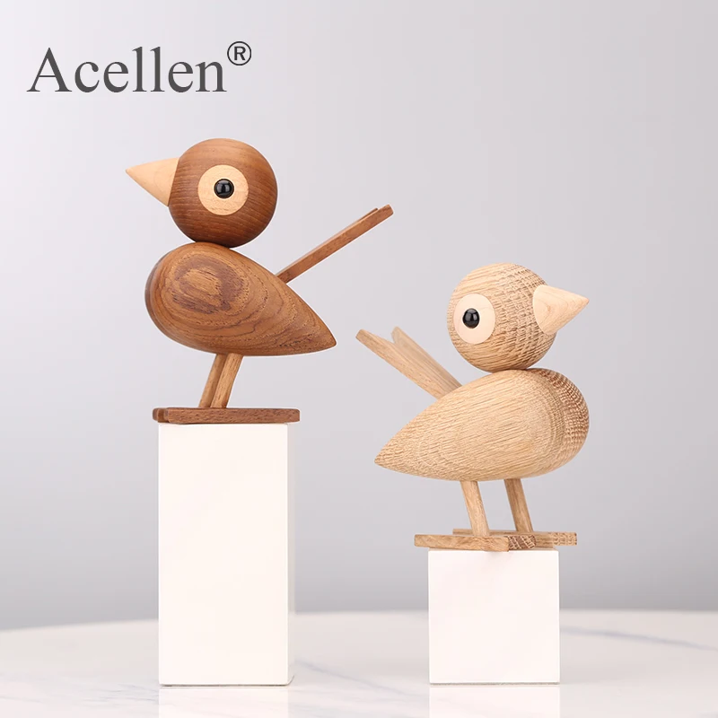 Деревянная модель воробей аксессуары для домашнего декора украшения фигурки