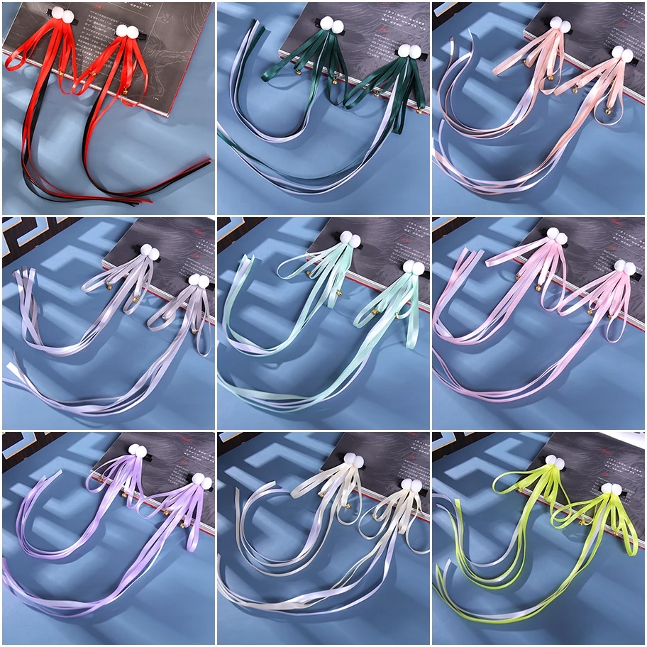 

Chinese Hair Accessories Girl's Hairpin With Flowers Hair Band For Girls Pink Red Blue Ribbons Wedding Engagement Party Prom