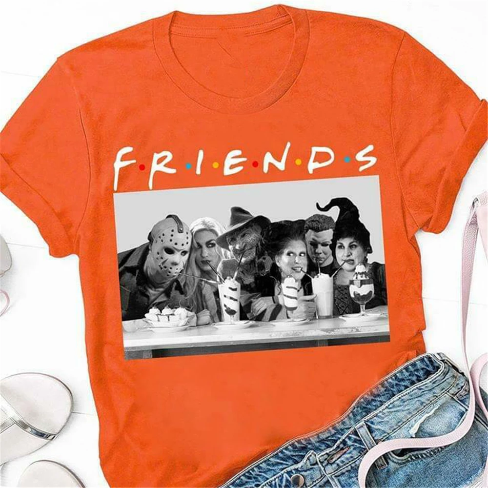 Фокус покюс друзья подарок на Хэллоуин футболка мужская оранжевая хлопковая S 3Xl