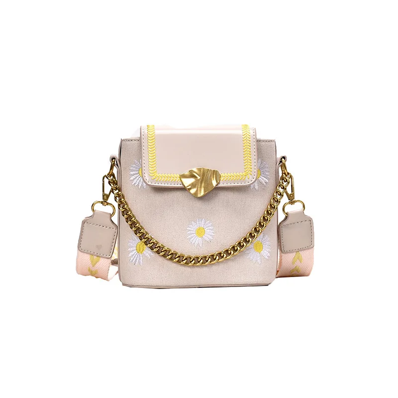 

2020 New Fashion Chain Embroidery Bucket Bag Messenger Novel Spring Package Bags shoulder bag