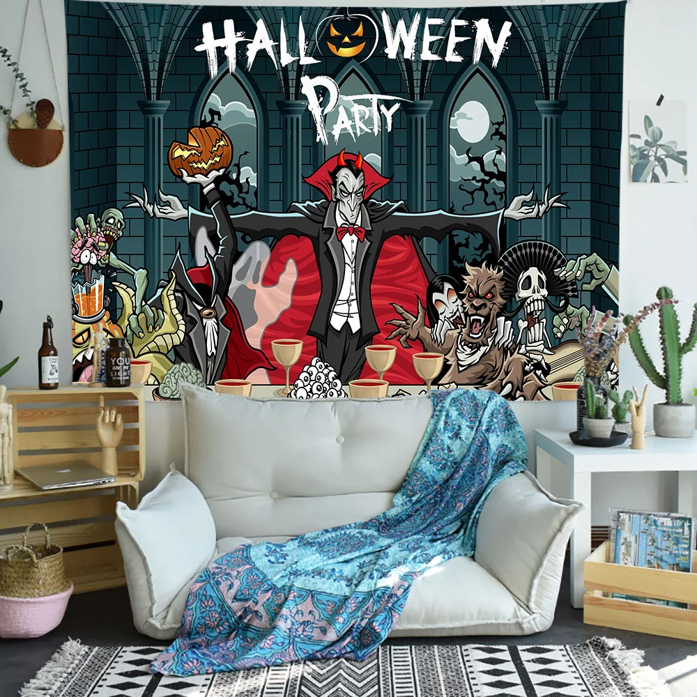 Гобелен Simsant Happy Halloween Лунная ночь тыква Настенный декор для гостиной дома и