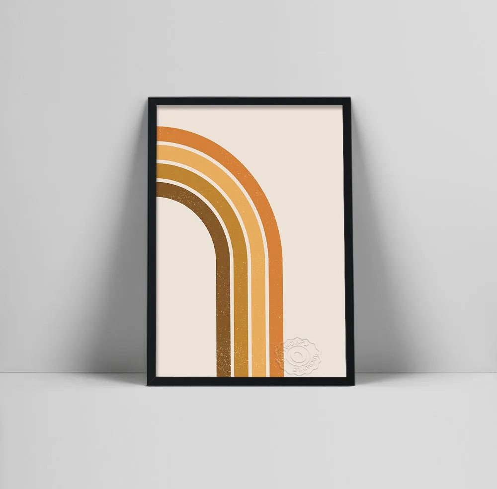 

70s Rainbow Art Print | Abstract Rainbow Poster | 1970s Rainbow Print | Brown Rainbow Wall Art | Minimal Retro Rainbow Want | r