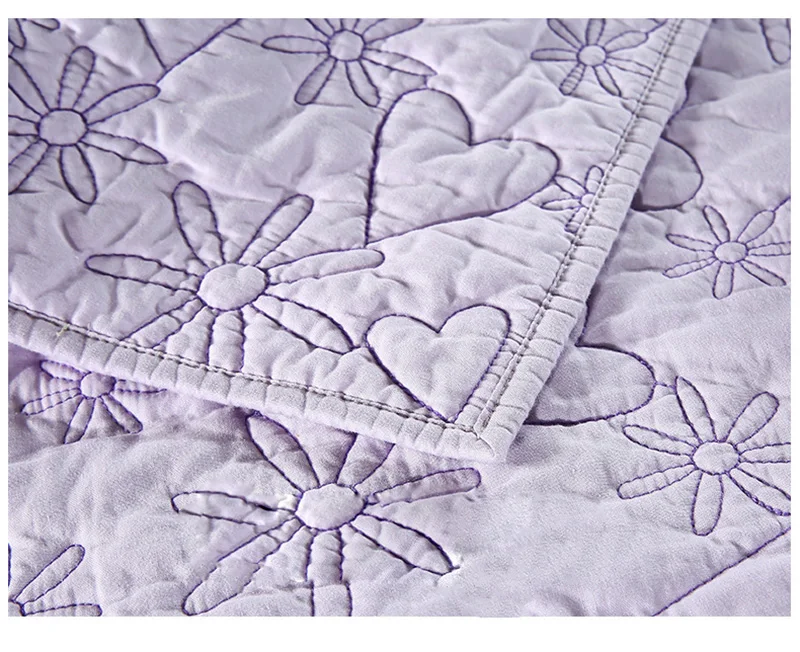 

CHAUSUB Purple Bedspread Quilt Set and Shams 3PCS Solid Embroidered Cotton Quilts Quilted Bed Cover Queen Size Coverlet Sets