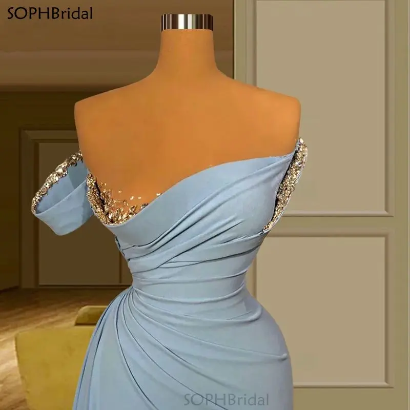

New Arrival Sweetheart Mermaid Evening Dresses 2021 Beads Ruched Floor Length Prom Party Gowns Formal Dress Vestidos de Fiesta