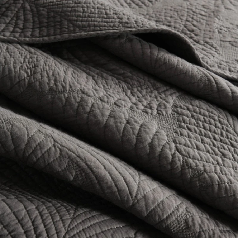 Комплект постельного белья из 3 предметов однотонное хлопковое покрывало с