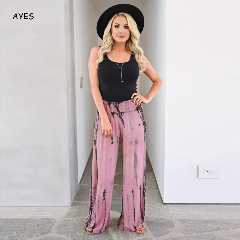 

Женские прямые брюки Vogue, летние женские повседневные брюки с эластичным поясом, уличные длинные брюки, брюки с широкими штанинами 2020, мягки...