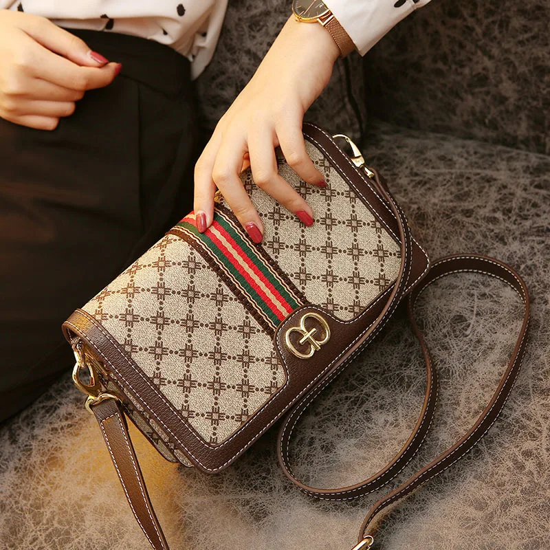 

Classical Plaid Prints Messenger Bag for Women Luxury Design Brand High Quality Genuine Leather Purses and Handbags Sac Luxe Gg
