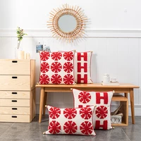 2022 decoration cushions cover red snowflake loop velvet tufted pillowcase graphic cotton square christmas pillow cover 45x45cm